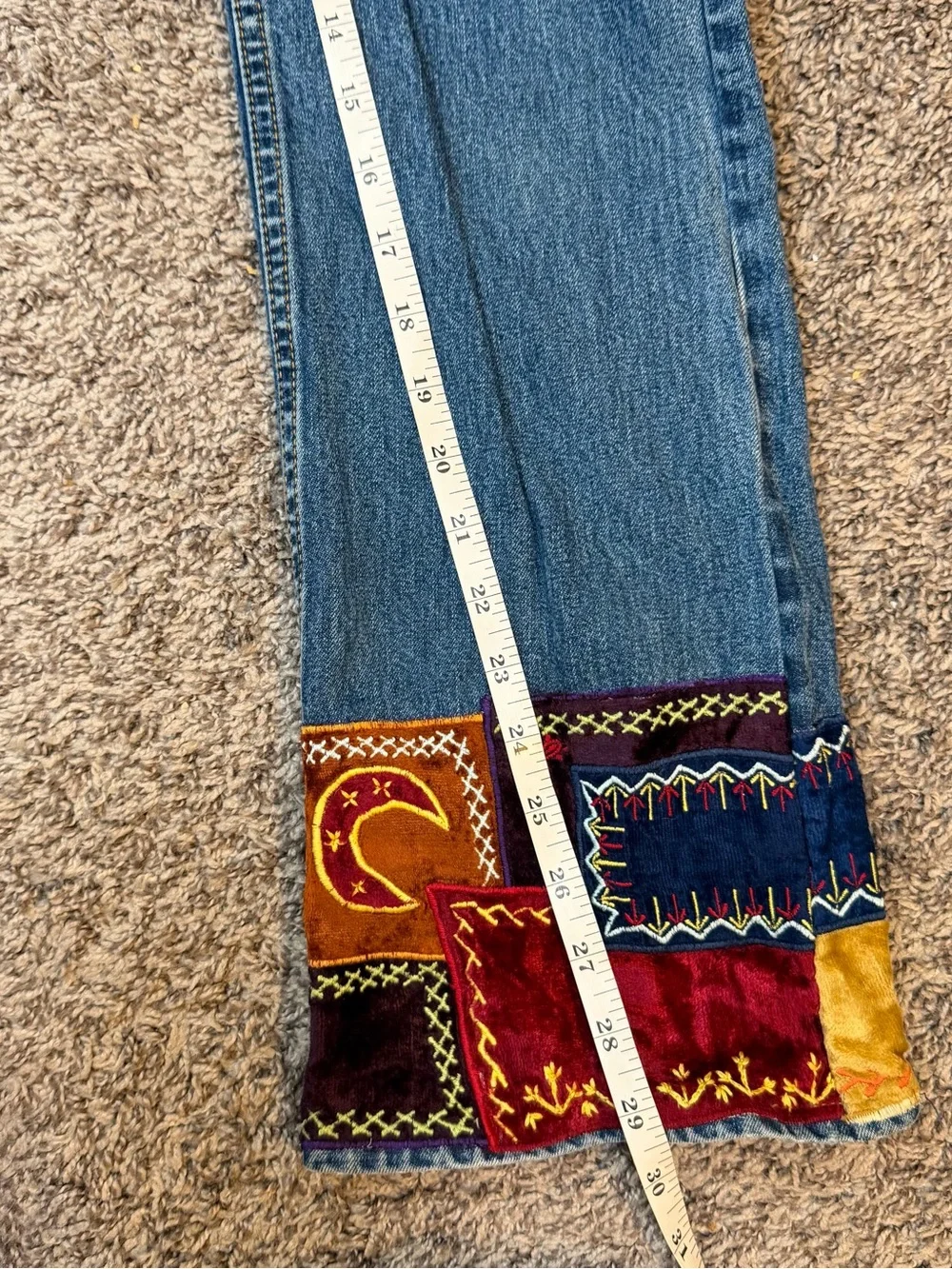 90s Gap Girl Patched Embroidered Jeans Size 16 Vintage Y2K